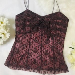 🇺🇸💥Young Essence, Lace Strap Camisole, Burgandy